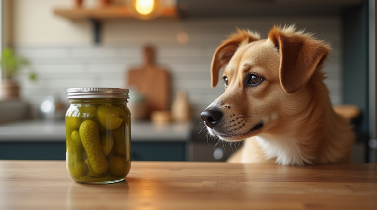 A dog who wants to eat pcikles