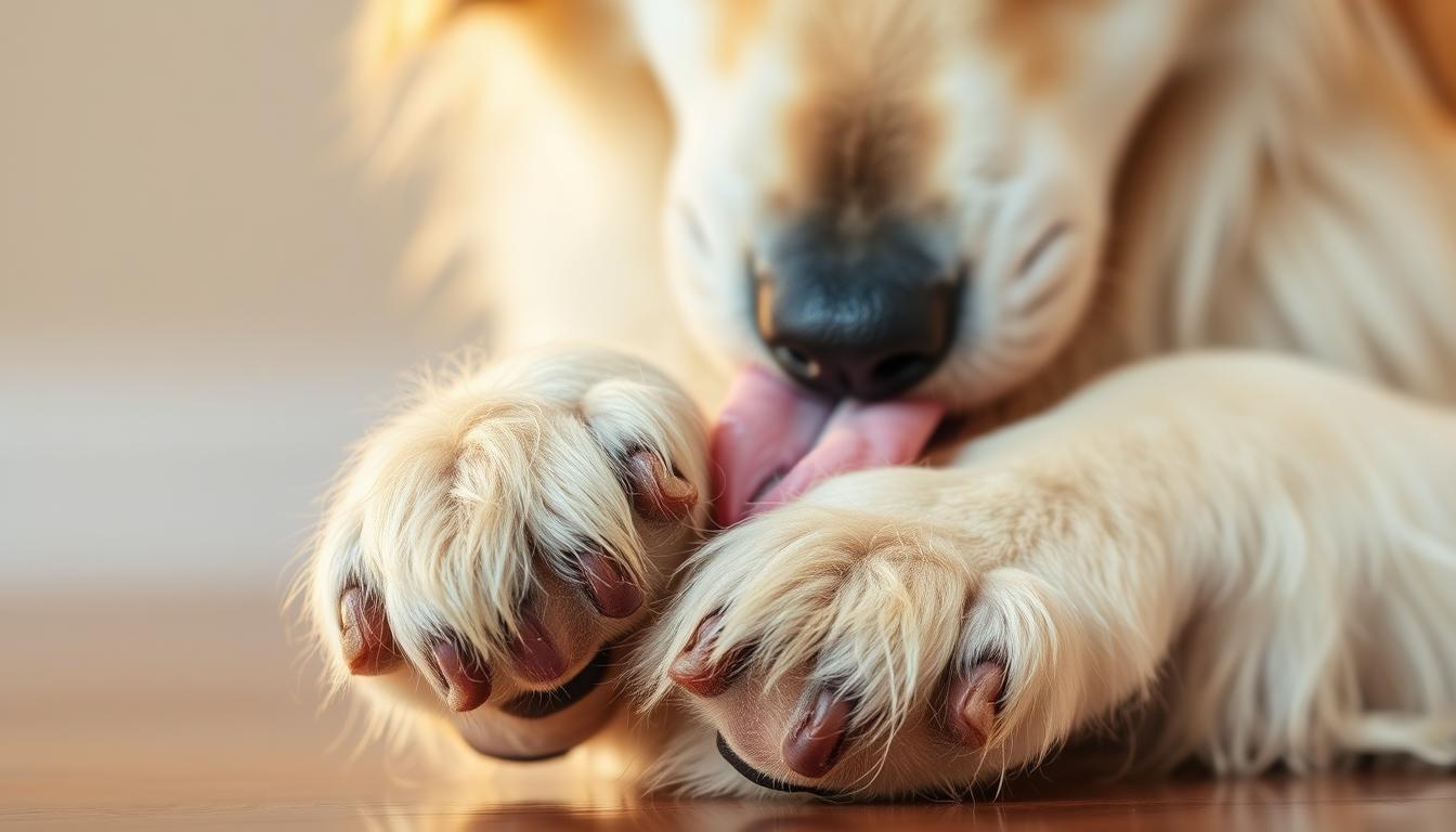 why do dogs lick their paws